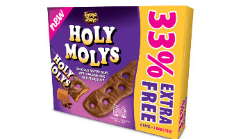 The promotional packs of Holy Molys, with 33% extra free, are available from August 2013