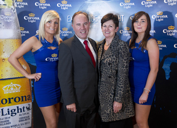 Michael and Kathleen Barry from Barry & Fitzwilliam with Corona Girls Lynn O'Donovan and Kelly Drennan at the launch of the 57th Corona Cork Film Festival, which will take place from November 11th-18th.