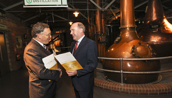 Exporting cheers. From left: The report’s author Anthony Foley with DIGI Chairman Kieran Tobin at the launch of the report in the Old Jameson Distillery, Smithfield.