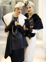 Models Karen Fitzpatrick and Teodora Sutra, dressed in winter racing outfits, launch the Hennessy Gold Cup Best Dressed Lady.