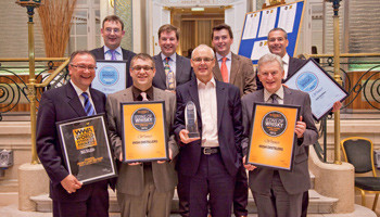 Winning spirits! From left (back row): IDL’s Head of Distilling Operations Tommy Keane, Production Director Peter Morehead, Category Development Manager David Byrne, Innovation & Category Development Director Brendan Buckley. Front Row (from left): Master of Blending & Maturation Billy Leighton, Distiller Brian Nation, Master of Whiskey Science David Quinn and Master Distiller Barry Crockett.