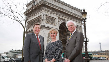 Michael Bell, Northern Ireland Food and Drink; Amanda Brown, Scotland Food and Drink and John Whelan, Irish Exporters Association at Paris' Arc de Triomphe