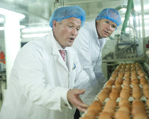 Minister Simon Coveney at the Riverview Eggs facility