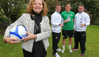 Marie Cooney, Director Tipperary Water & Irish International Players Simon Cox, Keith Andrews and Robbie Brady.