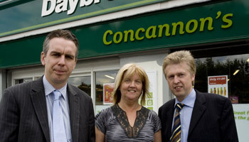 (L–R): Colm Dolan, Daybreak territory manager, Catriona Concannon and Padraig Concannon