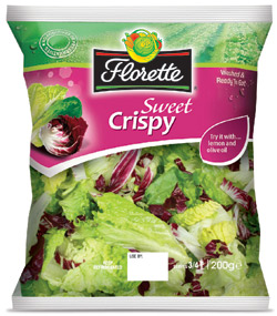 The Florette Crispy mix is the number one selling bagged salad and the brand forecasts its new Sweet Crispy mix will increase sales by 20%