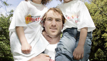 The eighth annual Musgrave Triathlon was launched by eight-year-old Jahrea O’Hara (left), Rocky Elsom, Leinster rugby team, and seven-year-old Joaquin Shinbach