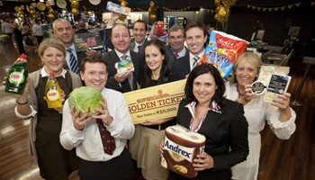 Pictured at the launch of Superquinn’s Golden Ticket are: Liz Kennedy, Fairy; Ray Connolly, AIBP; Ciaran Donnelly, Donnellys; Philip Lynch, Danone Ireland; Ciaran Stone, Kerry Foods; Suzanne McHugh, Superquinn; Tony Doyle, Country Crest; Michael Graham, Largo Foods; Jennifer Fielden, Kimberly Clark; Grainne Whalley, Traditional Cheese Co