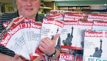 Retailer Joe Tierney also spoke at the meeting with Oireachtas committee. His store has been inundated with unwanted Newsweek magazines thanks to the box out system, at considerable cost and inconvenience