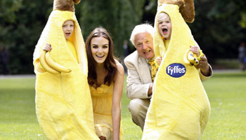 Gone Bananas! Helping the Fyffes Brand Celebrate its 80th Birthday are model, Blathnaid Mc Kenna, Ella Rowe (5), Ryan Frame (4), and Laurence Swan, Fyffes managing director for research and development