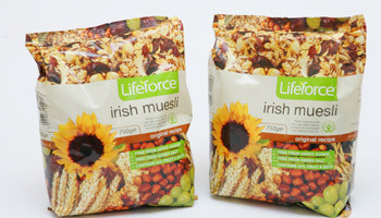 << Lifeforce Original Irish Muesli is made from the finest Irish grown cereals and specially selected nuts and fruits, and is high in complex carbohydrates, fibre and other nutrients