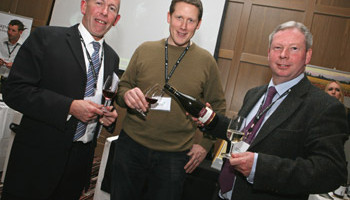 Niall Finn, Higgins Off-licence, Cathal McHugh, McHugh Group, and Willie Dardis, Ampersand wines, at this year's New Zealand annual wine fair