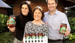 John Paul O’Reilly, Tesco Ireland commercial director pictured with Maxine and Yasmin Hyde of Ballymaloe Foods