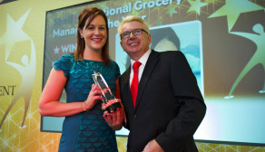 Retail Manager of the Year Kate Walsh with ShelfLife publisher John McDonald