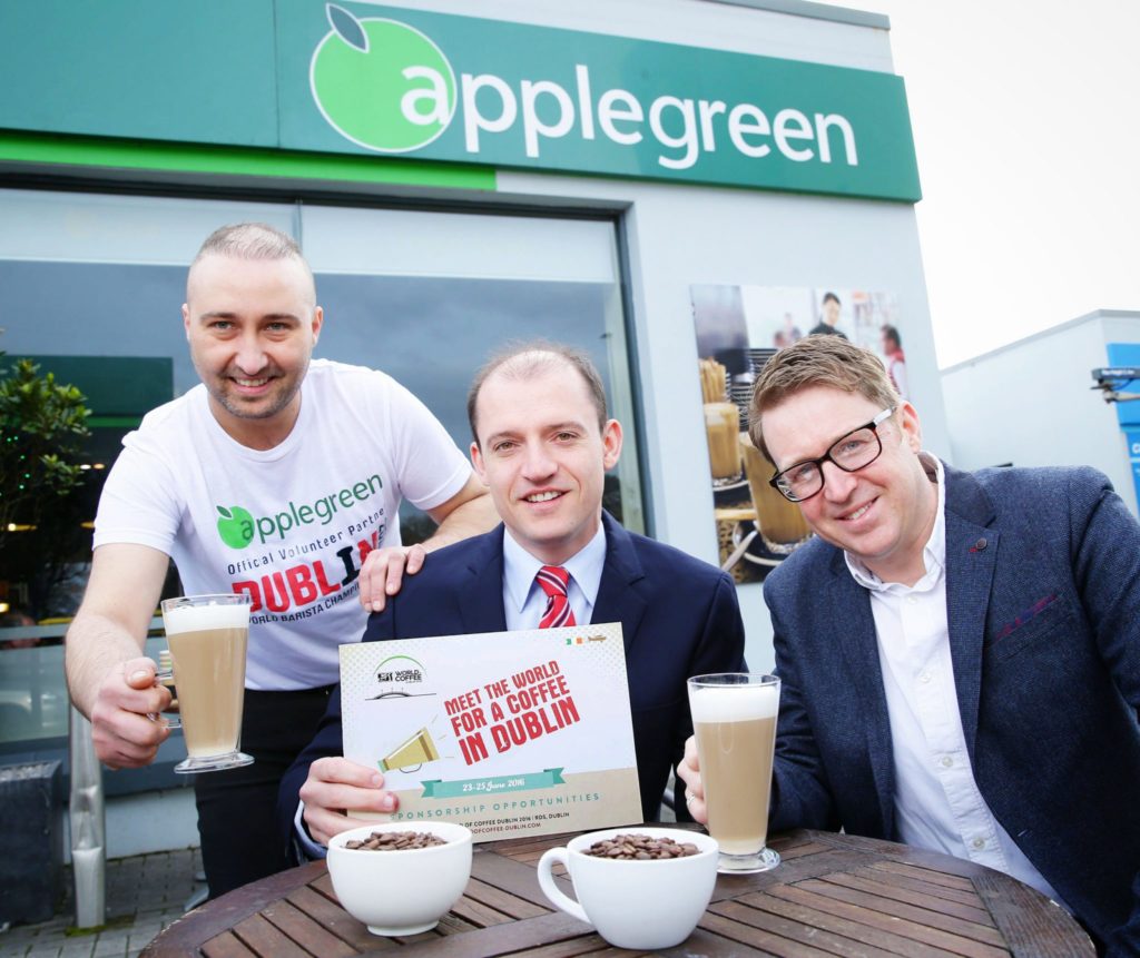 John Diviney and Paul Stack help launch Applegreen's sponsorship of the World Barista Championship