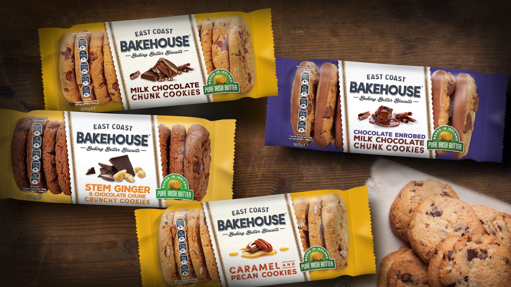 East Coast Bakehouse's range offers four cookies - Choc Chunk, Caramel ...