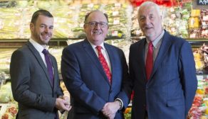 Sales director Michael Morgan, MD Martin Kelleher anbd Liam Ryan, SuperValu council chair celebrate the company's news