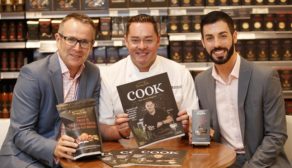 (L-R) Diarmuid Murphy, Simply Better Brand Manager, Neven Maguire and Daragh Lawles, Simply Better Marketing and Design Brand Magager at the Cook with Neven launch event