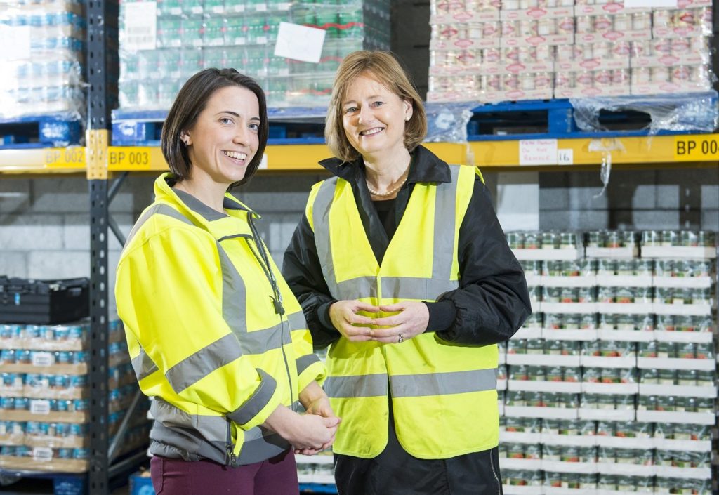 Eimear Delahunty, Food Cloud Hubs and Ireland South MEP Deirdre Clune tour the EU-funded FEAD Programme warehouse in Cork's Little Island