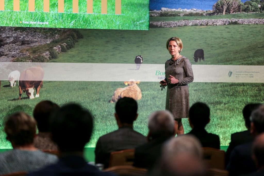 Bord Bia CEO Tara McCarthy presents at the launch of the EU Pork and Beef initiative in Seoul, S Korea